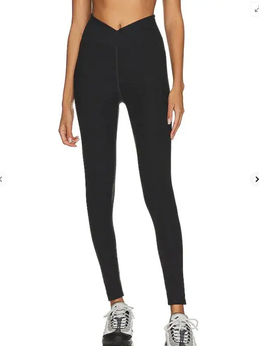 Year of Ours Veronica Ribbed Crossover Waist High Rise Leggings Black Small